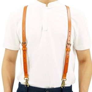 Men's Genuine Leather Steampunk Y Suspenders